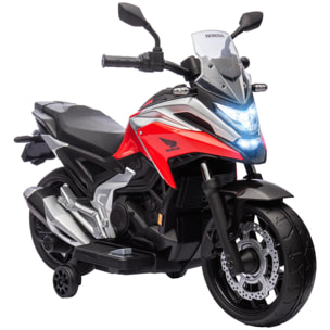 Moto Eléctrica para Niños de +3 Años con Licencia Honda Motocicleta de Batería 12V con USB MP3 Luz LED Moto para Niños con Velocidad 3 km/h Carga 30 kg Rojo