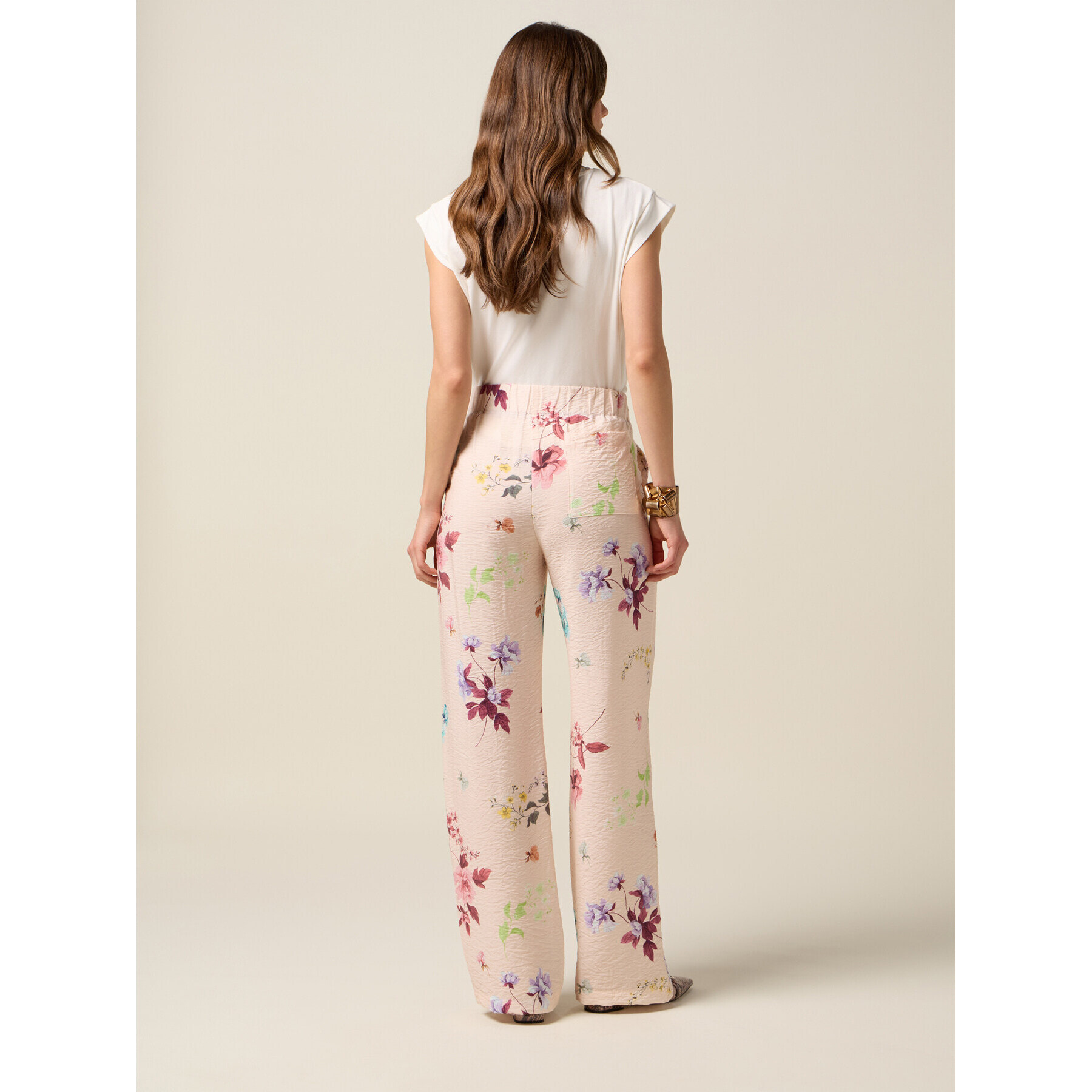 Oltre - Pantalones palazzo estampados - Rosa