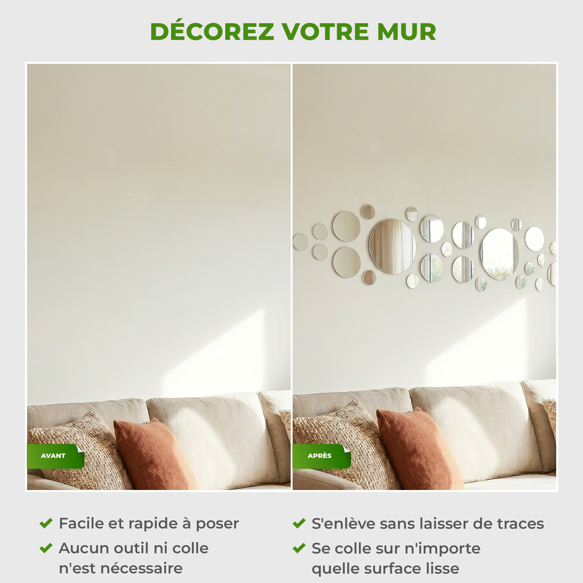 26 stickers miroirs ronds