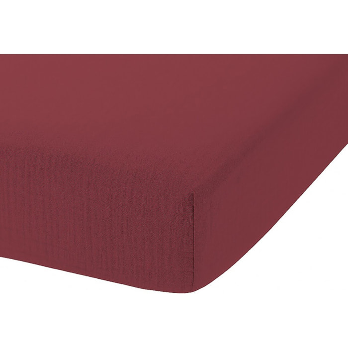 Drap Housse - Bonnet:30cm - 100% gaze De Coton Lie De Vin