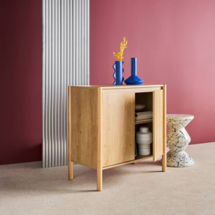 Buffet décor bois 2 portes naturel - 80 x 42 x 78.5 cm - Harmony