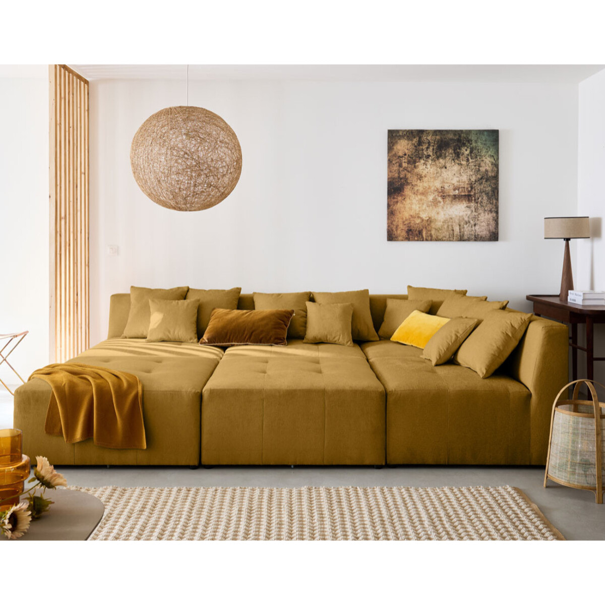 Amalfi - pouf modulable - en tissu - Jaune