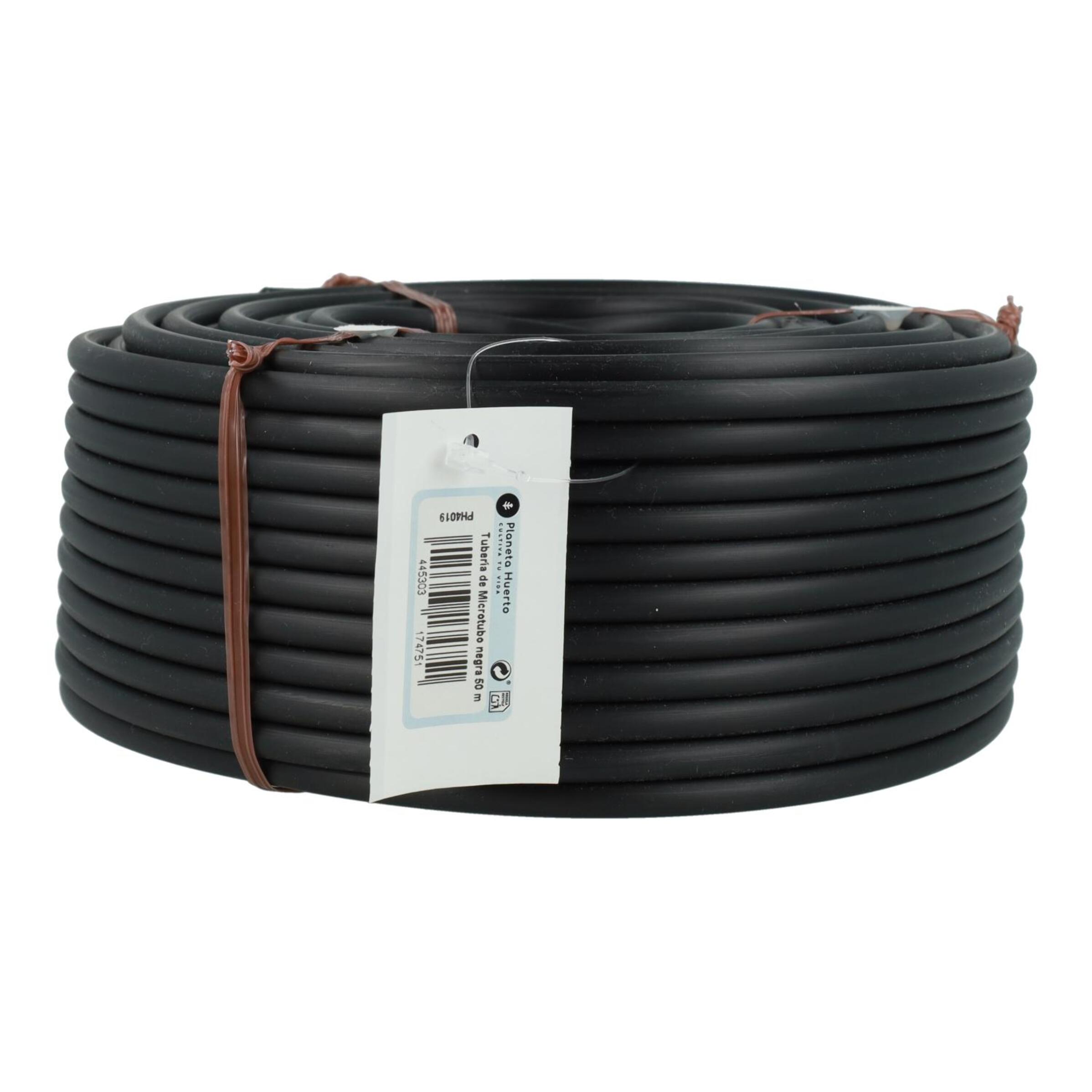 PLANETA HUERTO | Tubería de Microtubo Negra Ø 4 mm 25 m – Flexible y Duradera, Ideal para Sistemas de Riego por Goteo