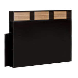 Cabecero de Cama Zeus con almacenaje Negro, 2 Puertas 9 Huecos