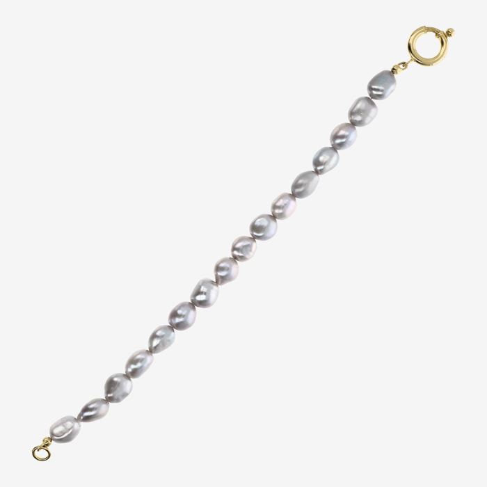 Bracciale con Perle a Pepita d'Acqua Dolce Grigie Ø 8/9 mm in Argento 925 placcato Oro giallo 18Kt