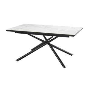 Sullana - table à manger extensible - effet marbre - 4 à 6 personnes - Noir / Blanc