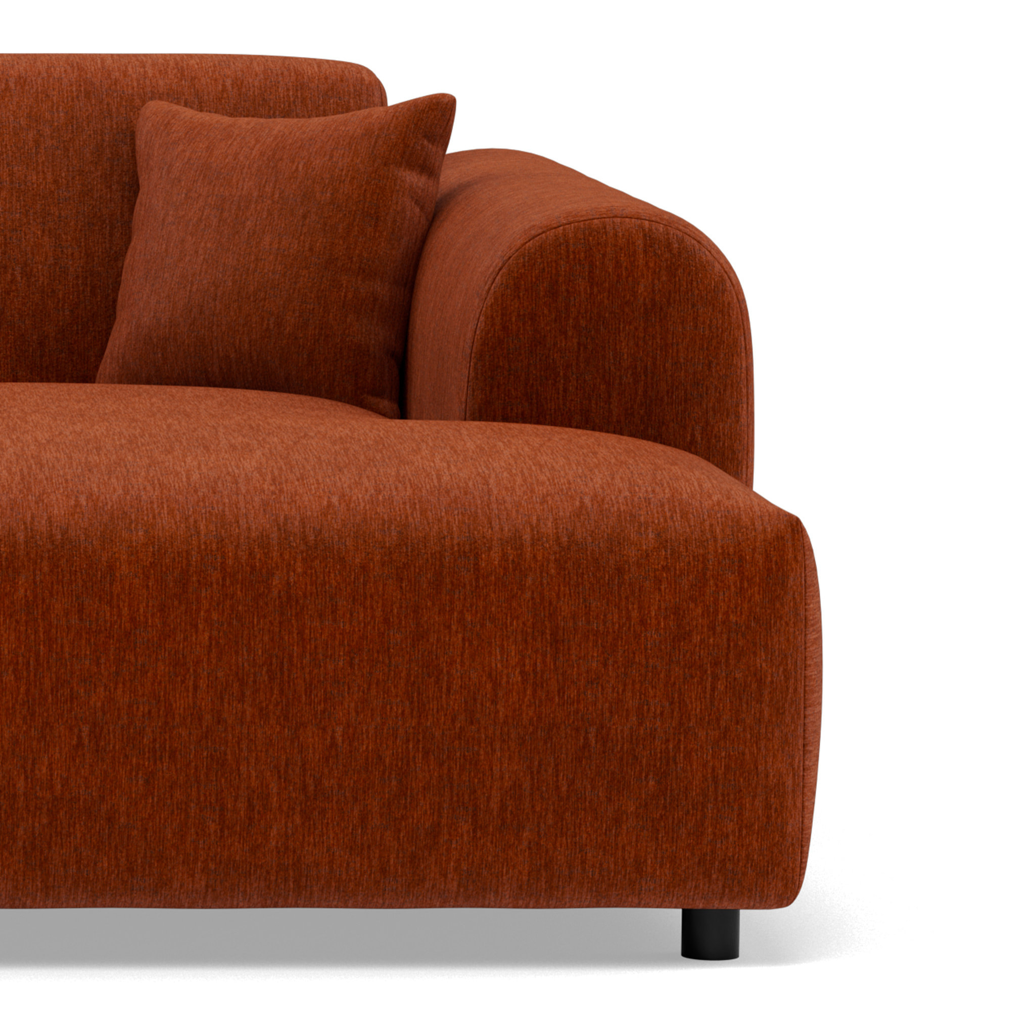 Aumance - canapé droit 4 places avec double méridienne assise profonde en velours texturé - Terracotta