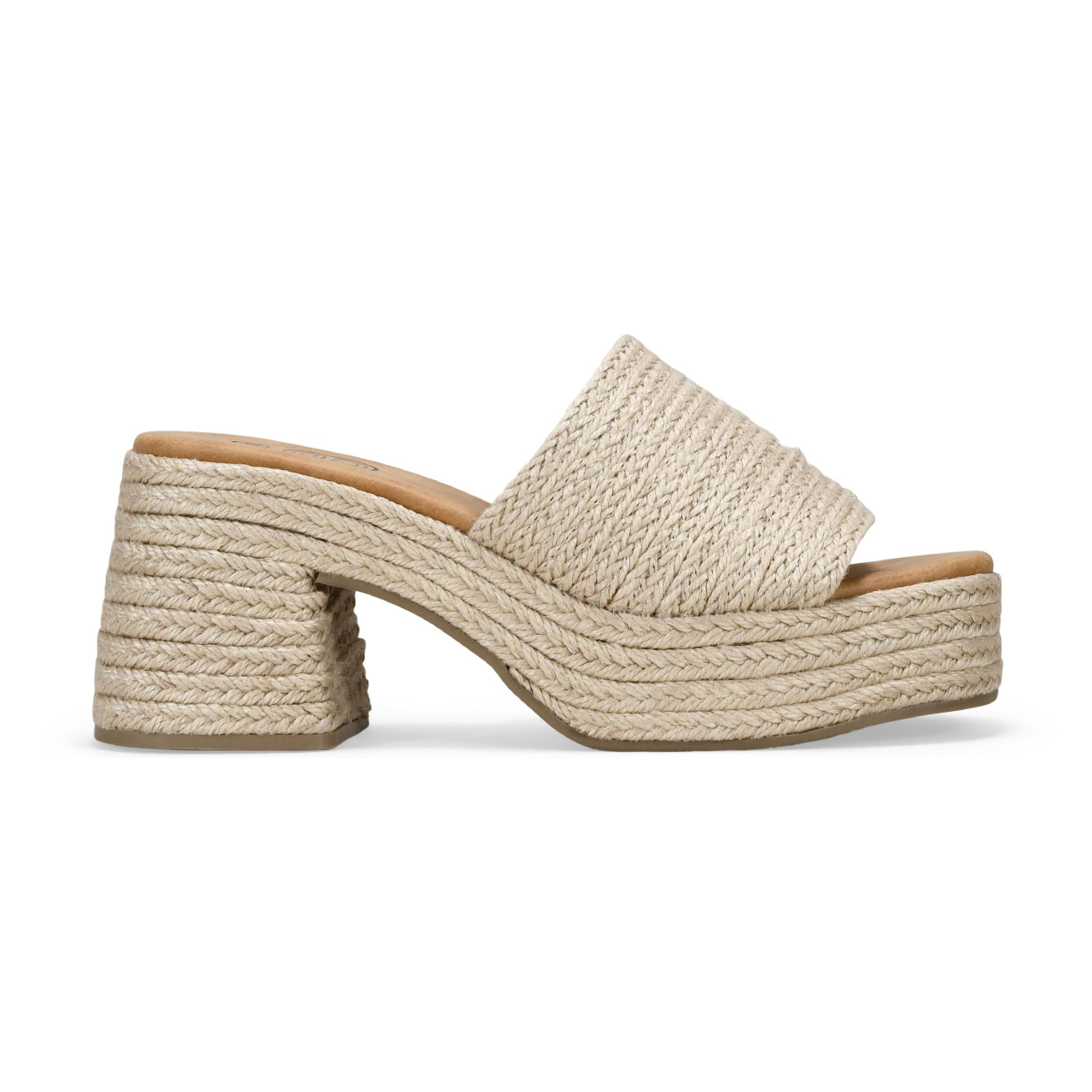 Sandalias de esparto beige con plataforma y tacón