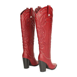 Stivali donna rossi, tacco 9,5 cm