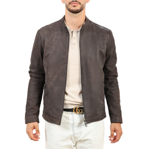 Giubbino in pelle di vitello rifinizione dakota testa di Moro-Slim Fit