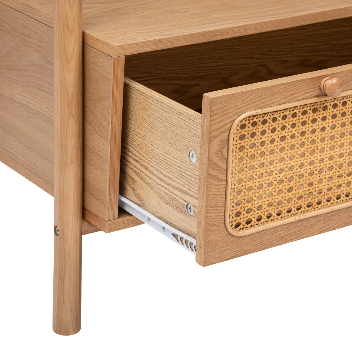 Meuble d'entrée 1 tiroir "Tiria" en placage frêne & métal 90x45cm