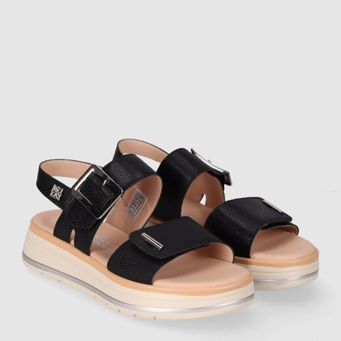 Sandalias de Piel - Negro - Tacón: 5 cm