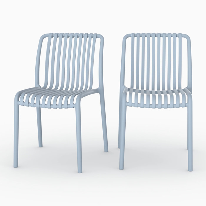 Lot de 2 chaises de jardin empilables en plastique bleu pastel - Duli