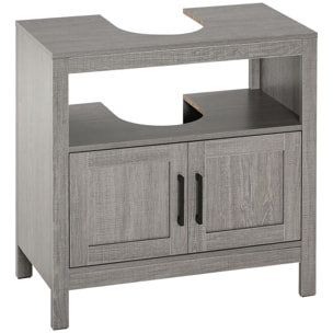 Mueble para Debajo del Lavabo Armario de Suelo para Baño de Madera con 2 Puertas y Estante Abierto Estilo Moderno 60x30x60 cm Gris