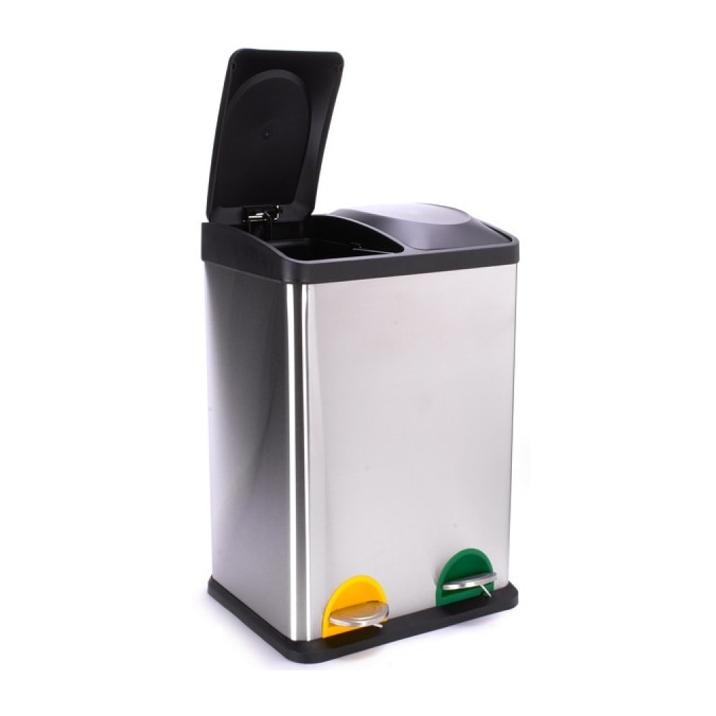 Poubelle à  pédale Tri Sélectif Inox 2x20L Brossé MSV