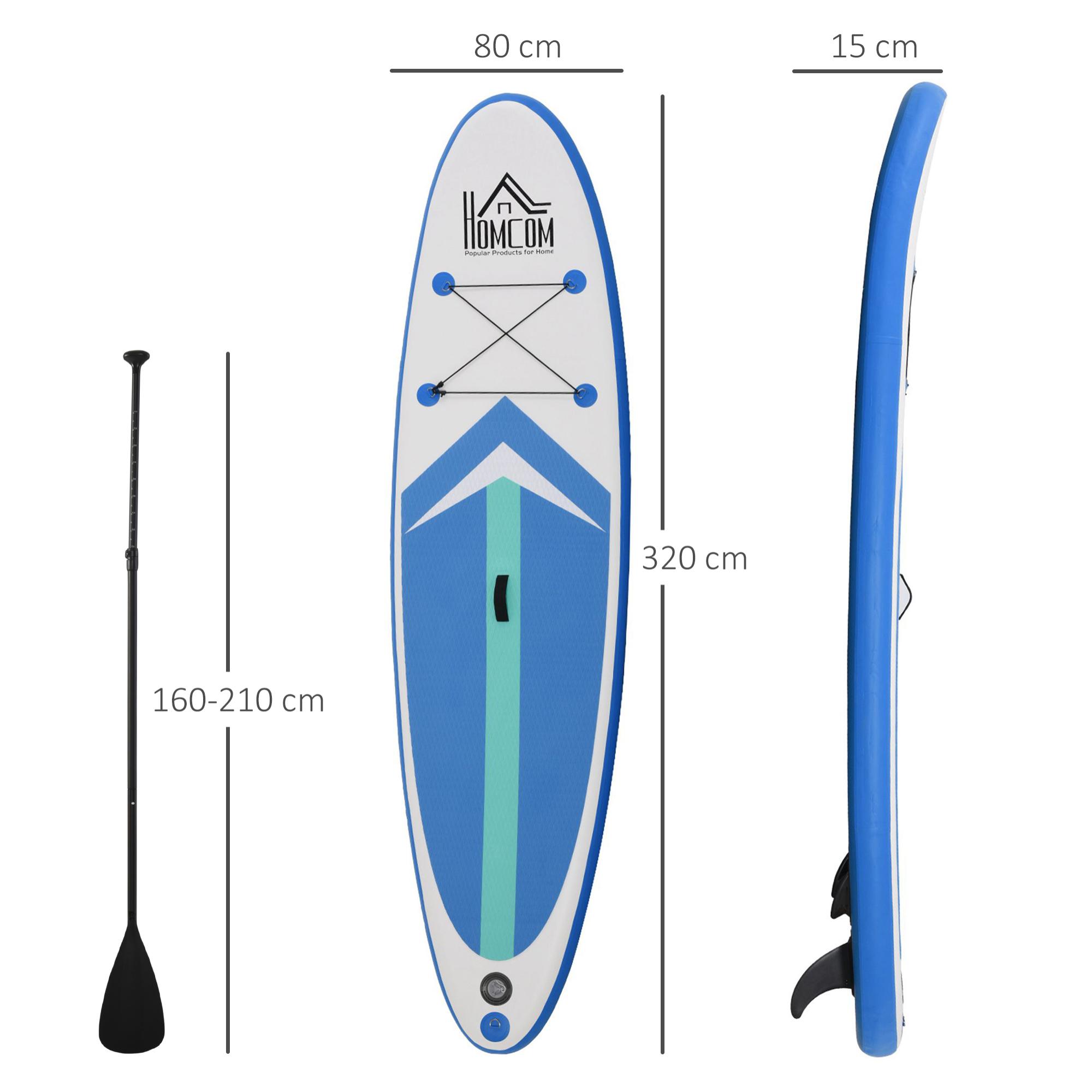 Stand up paddle gonflable surf planche de paddle pour adulte dim. 320L x 80l x 15H cm nombreux accessoires fournis PVC