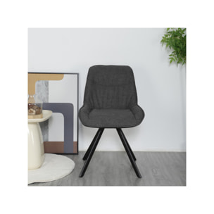 Chaise rotative 180° en tissu microfibre et pieds en métal - GABIN