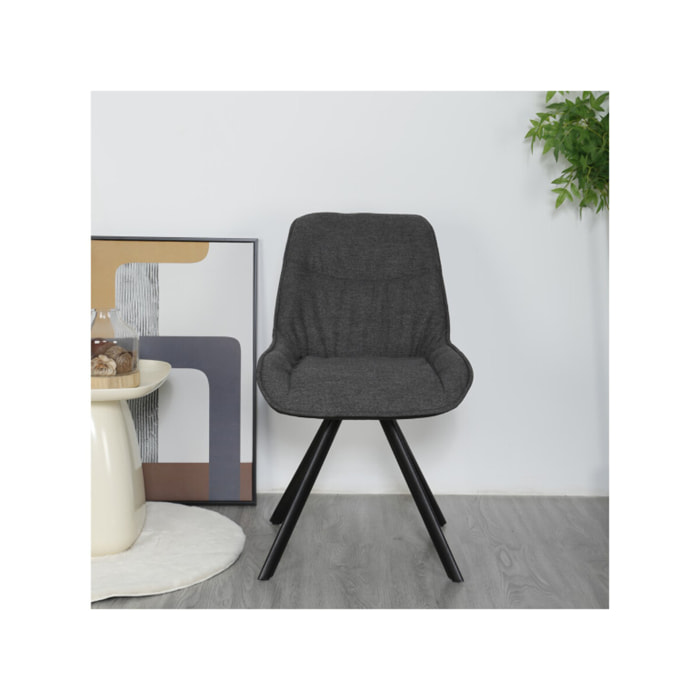 Chaise rotative 180° en tissu microfibre et pieds en métal - GABIN