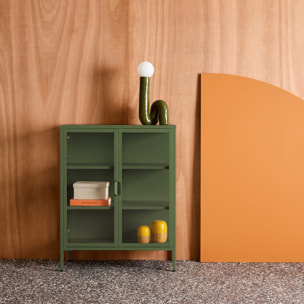 Armoire vitrine acier et verre trempé 2 portes 80cm ARKANSAS