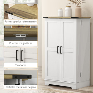 Armario Despensa Cocina Armario de Cocina con 2 Puertas y 16 Estantes Alacena Rústica con Estantes Ajustables para Comedor Salón 60x40x104 cm Crema