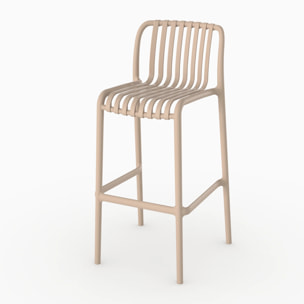 Lot de 2 chaises de bar de jardin 76 cm en plastique beige - Duli