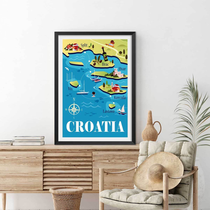 Poster de les iles de croatie Affiche seule