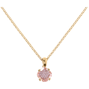 Collana Catena Rolo Golden con Pendente in Pavé di Cubic Zirconia Rosa