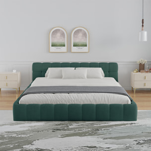 Lit nuage 140x190cm en velours vert PRINCETON