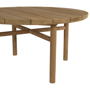 KALLY - Table basse de jardin ronde en bois de teck recyclé naturel D80cm