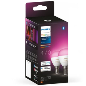 Ampoule LED connectée PHILIPS HUE W&C E14 Luster x2 5.1W