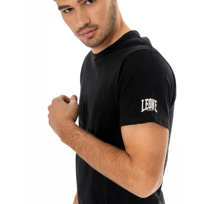 Maglietta uomo maniche corte in slub piccolo logo