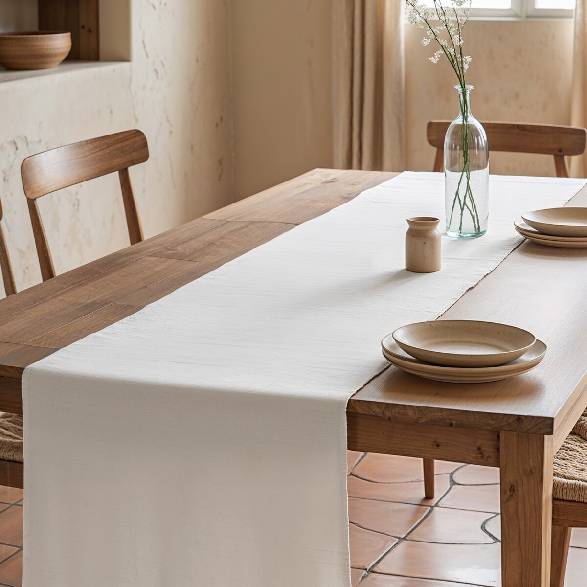 Chemin de table KAHU BLANC - 100% coton bio