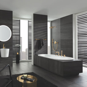 Ensemble douche de tête et bras 380 mm, 1 jet - Cool Sunrise brossé