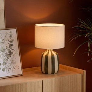 Lampe cylindrique Vilma H.41,5cm vert rayé