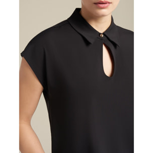 Elena Mirò - Camiseta con apertura por delante - Negro