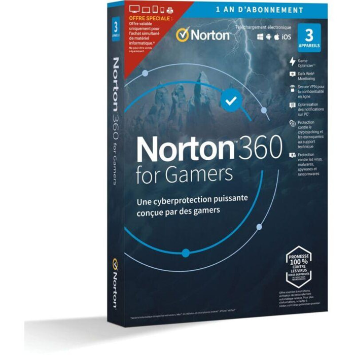 Logiciel antivirus et optimisation NORTON LIFELOCK 360 Gamer (3 postes)