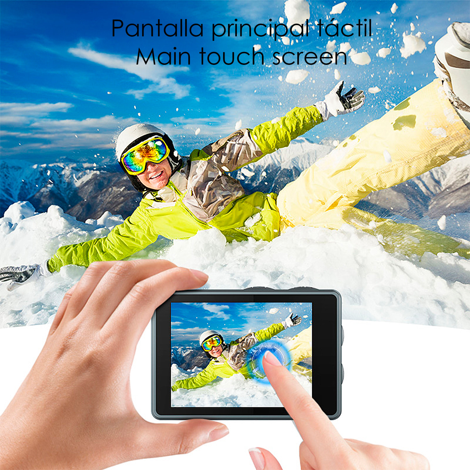 Camera Sportiva M40 TRW 5k 30 fps con 47,75 mpx, doppio schermo da 2" e 1,3" con una varietà di accessori sportivi, WIFI e microfono esterno.