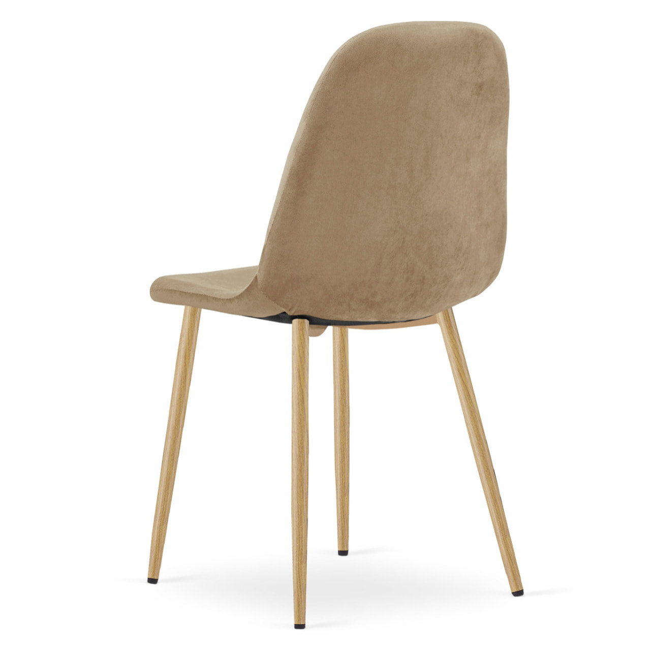 Set di 3 Sedie Padva in Velluto Marrone e Gambe Rovere