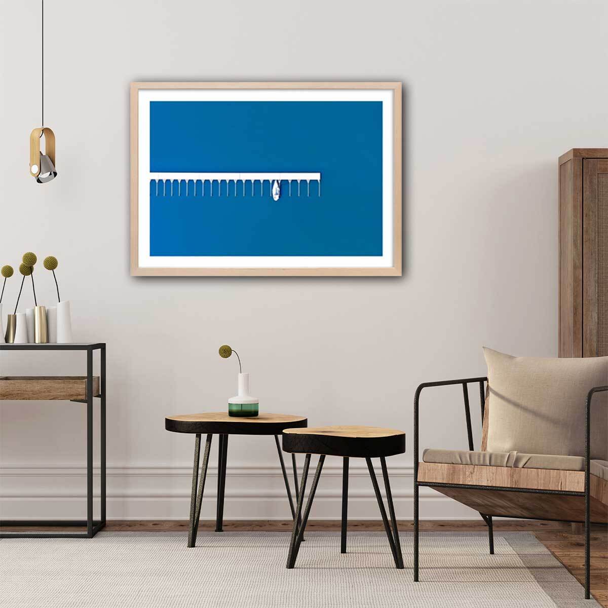 Poster deco mer embarcadère Affiche + cadre en bois - Chêne