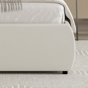 MILANO Lit coffre 160x200cm design arrondi velours côtelé beige