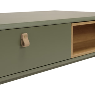 ETHAN - Table basse 2 tiroirs et 2 niches en bois naturel vert