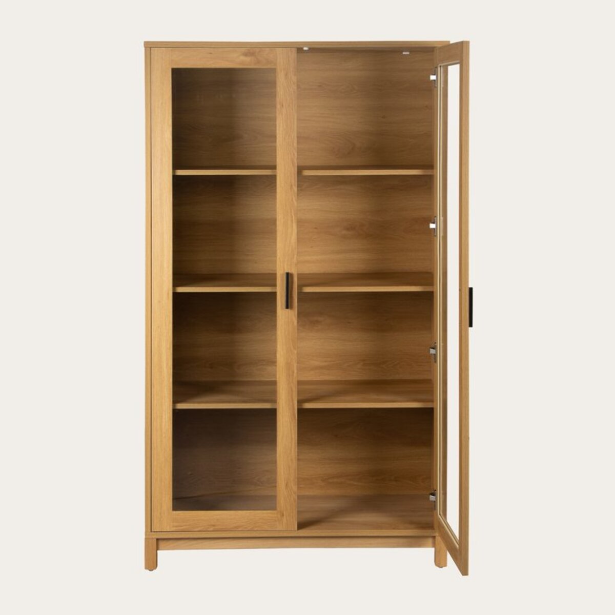 Vitrine Samira -plaque de bois naturel et panneau technique stratifié-couleur naturel 90 x 160 x 40 cm