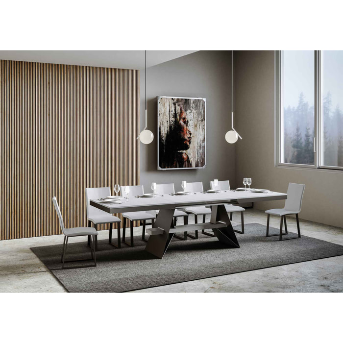 Table extensible 90x180/284 cm Baita Evolution Frêne Blanc cadre Anthracite