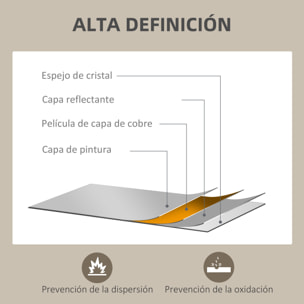 Espejo de Pared Espejo de Baño 50x70 cm Espejo Rectangular Decorativo para Salón Entrada Pasillo Horizontal o Vertical Natural