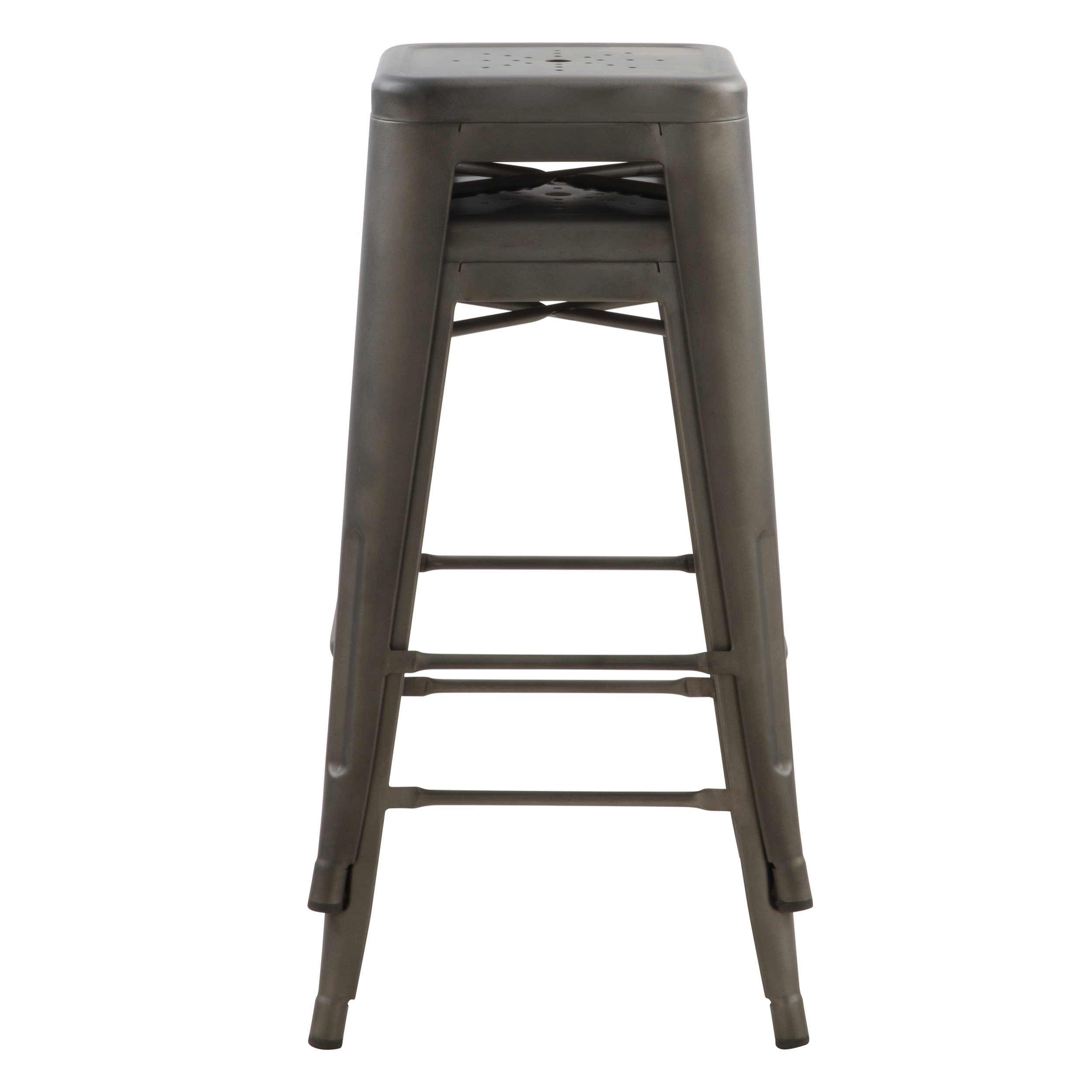 Tabouret de bar mi-hauteur Indus gris mat 66cm (lot de 2)