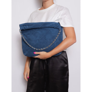 Borsa a spalla da donna Made in Italy - Modello Celeste Elite - Pelle scamosciata - 32.0 x 34.0 x 6.0 cm