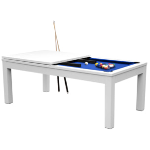 Table de billard convertible blanche tapis bleu - Eddie