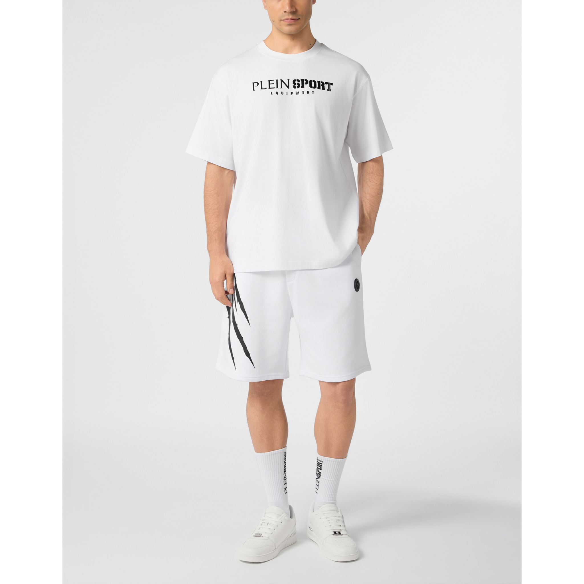 PLEIN SPORT Round Neck T-Shirt Reflective Scratch