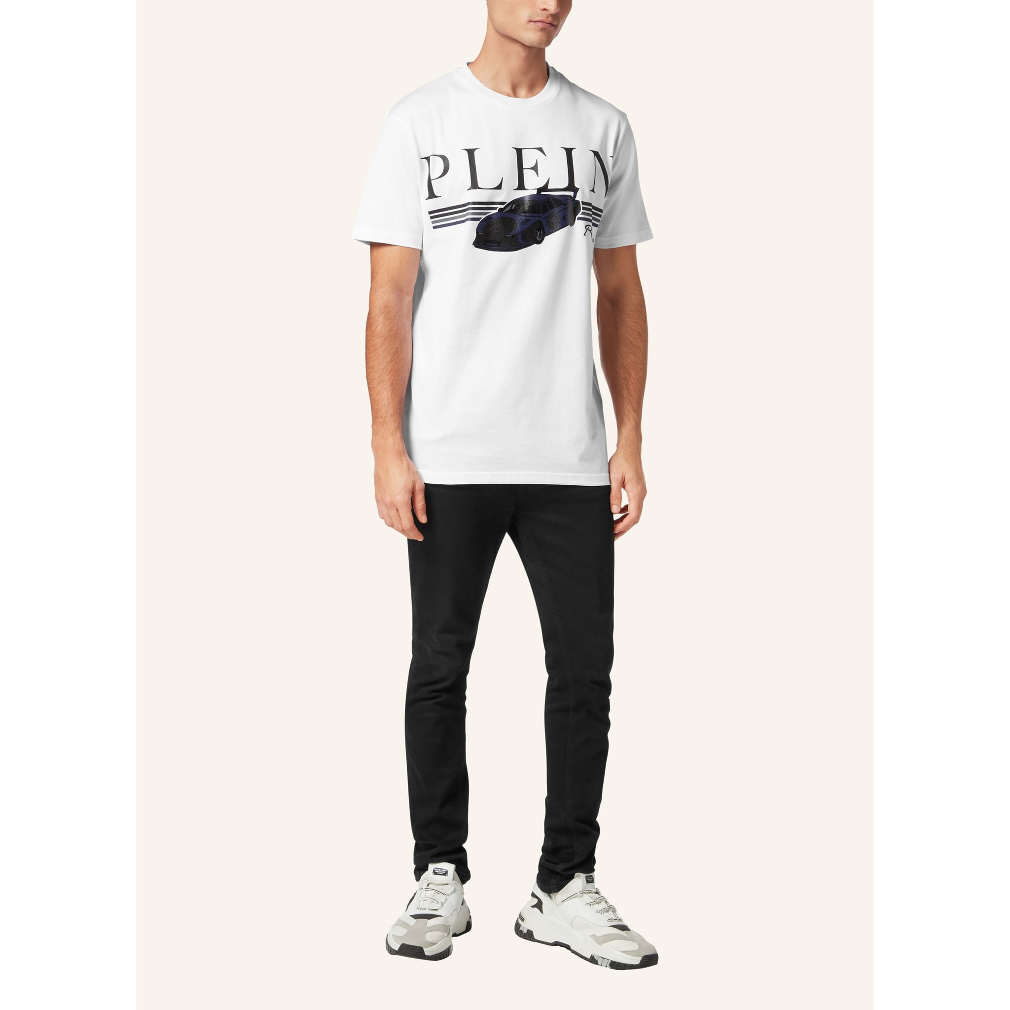 PHILIPP PLEIN Camiseta de cuello redondo y manga corta RACING