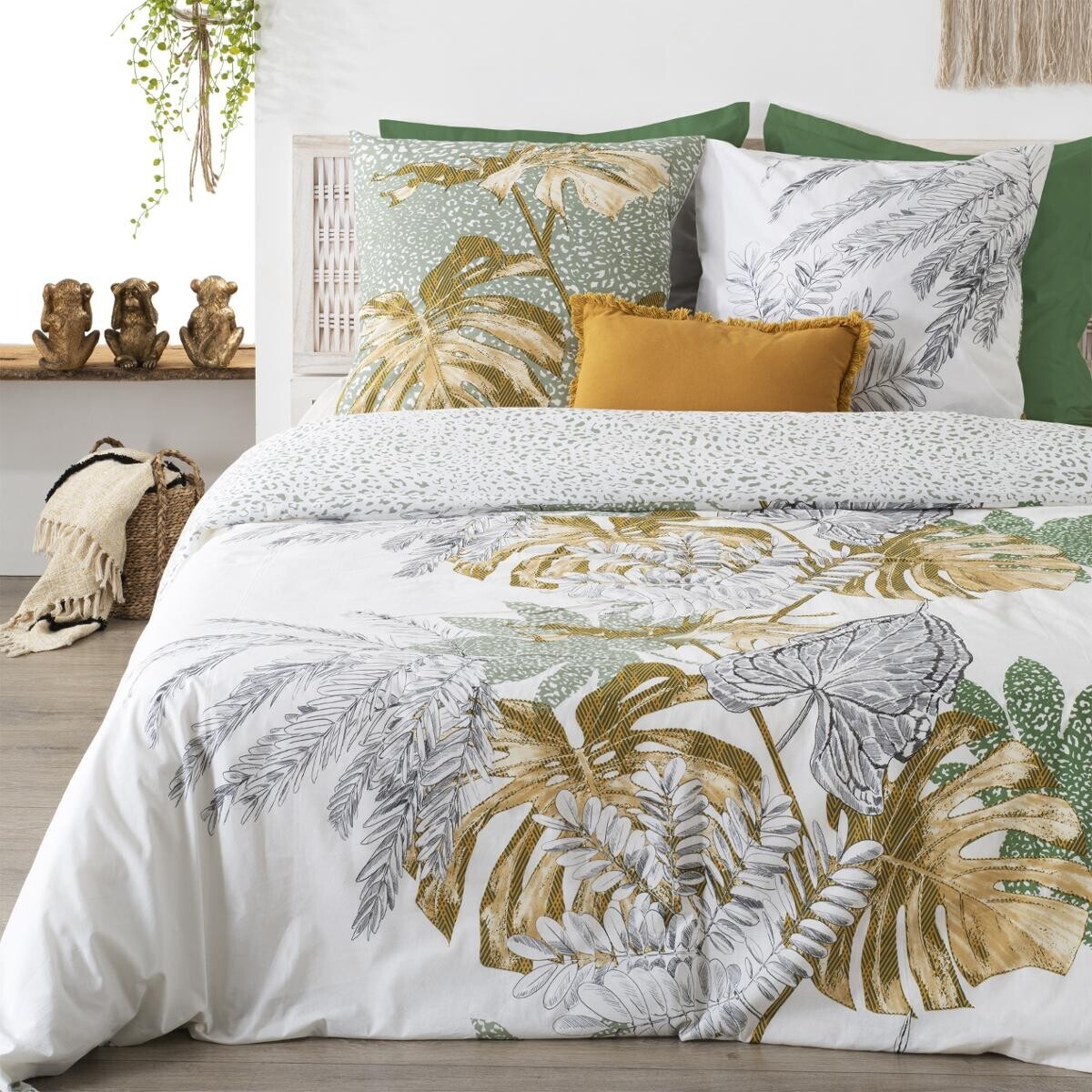 Parure de lit "Monstera" en coton 240x220 cm